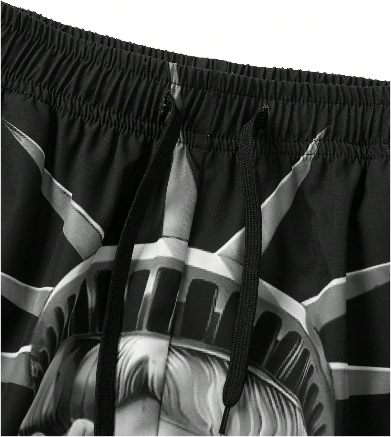 image:imageGORGLITTER Mens Graphic Shorts Y2K Designer Baggy Cool Rave Drawstring Waist Vintage Track Gym Running Workout ShortsBlack Graphic