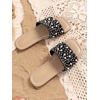 image:imageGORGLITTER Girls Pearls Dress Flat Sandals Glitter Rhinestone Summer Open Toe Teens SlidesBlack Pearl