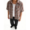 image:imageGORGLITTER Mens Gingham Cropped Shirt Plaid Button Up Short Sleeve Checkered Vintage Streetwear Crop Tops TeeBurnt Orange