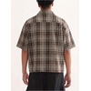 image:imageGORGLITTER Mens Gingham Cropped Shirt Plaid Button Up Short Sleeve Checkered Vintage Streetwear Crop Tops TeeRust Brown