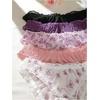 image:imageGORGLITTER Womens 5pack Cute Panties Floral Print Low Rise Frilly Panties Coquette Underwear SetBlack White Pink Purple