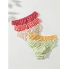 image:imageGORGLITTER Womens 5pack Cute Panties Floral Print Low Rise Frilly Panties Coquette Underwear SetOrange Green Red Pink