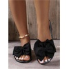 image:imageGORGLITTER Womens Bow Cheetah Summer Flat Sandals Leopard Dressy Open Toe Trendy Slide Sandals 2026Black