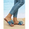 image:imageGORGLITTER Womens Bow Cheetah Summer Flat Sandals Leopard Dressy Open Toe Trendy Slide Sandals 2026Blue