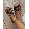 image:imageGORGLITTER Womens Bow Cheetah Summer Flat Sandals Leopard Dressy Open Toe Trendy Slide Sandals 2026Brown