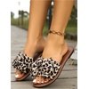 image:imageGORGLITTER Womens Bow Cheetah Summer Flat Sandals Leopard Dressy Open Toe Trendy Slide Sandals 2026Brown Bow