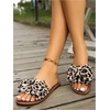 image:imageGORGLITTER Womens Bow Cheetah Summer Flat Sandals Leopard Dressy Open Toe Trendy Slide Sandals 2026Brown Bow
