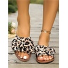image:imageGORGLITTER Womens Bow Cheetah Summer Flat Sandals Leopard Dressy Open Toe Trendy Slide Sandals 2026Brown Bow