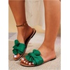 image:imageGORGLITTER Womens Bow Cheetah Summer Flat Sandals Leopard Dressy Open Toe Trendy Slide Sandals 2026Green Bow