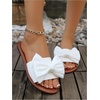 image:imageGORGLITTER Womens Bow Cheetah Summer Flat Sandals Leopard Dressy Open Toe Trendy Slide Sandals 2026White