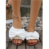image:imageGORGLITTER Womens Bow Cheetah Summer Flat Sandals Leopard Dressy Open Toe Trendy Slide Sandals 2026White