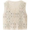 image:imageGORGLITTER Womens Crochet Boho Embroidered Vest Tops Floral Sleeveless Button Up Knit Tank Top Western Cowgirl OutfitsBeige and Green
