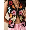 image:imageGORGLITTER Womens Crochet Boho Embroidered Vest Tops Floral Sleeveless Button Up Knit Tank Top Western Cowgirl OutfitsBlack Floral