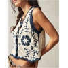 image:imageGORGLITTER Womens Crochet Boho Embroidered Vest Tops Floral Sleeveless Button Up Knit Tank Top Western Cowgirl OutfitsWhite