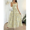 image:imageGORGLITTER Womens Floral Bow Tie Shoulder Maxi Dress Smocked Tiered Ruffle Sundress Boho Casual Beach Long DressesYellow