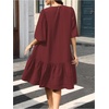 image:imageGORGLITTER Womens Peplum Babydoll Formal Dress Puff Sleeve High Low Ruffle Crewneck Funeral Short Dresses Teacher OutfitsBurgundy