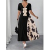 image:imageGORGLITTER Womens Plus Size Pleated Dress Bow Summer Wedding Guest Cocktail Formal Evening Short Sleeve Maxi Sun DressKhaki