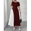 image:imageGORGLITTER Womens Plus Size Pleated Dress Bow Summer Wedding Guest Cocktail Formal Evening Short Sleeve Maxi Sun DressRed and White