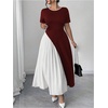 image:imageGORGLITTER Womens Plus Size Pleated Dress Bow Summer Wedding Guest Cocktail Formal Evening Short Sleeve Maxi Sun DressRed and White