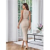 image:imageGORGLITTER Womens Summer Outfits Crochet Halter Midi Dress Birthday Wedding Guest Dress Knit Vacation Going Out SundressApricot
