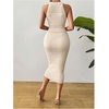 image:imageGORGLITTER Womens Summer Outfits Crochet Halter Midi Dress Birthday Wedding Guest Dress Knit Vacation Going Out SundressApricot