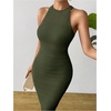 image:imageGORGLITTER Womens Summer Outfits Crochet Halter Midi Dress Birthday Wedding Guest Dress Knit Vacation Going Out SundressArmy Green
