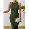 image:imageGORGLITTER Womens Summer Outfits Crochet Halter Midi Dress Birthday Wedding Guest Dress Knit Vacation Going Out SundressArmy Green