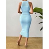 image:imageGORGLITTER Womens Summer Outfits Crochet Halter Midi Dress Birthday Wedding Guest Dress Knit Vacation Going Out SundressBlue