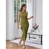 image:imageGORGLITTER Womens Summer Outfits Crochet Halter Midi Dress Birthday Wedding Guest Dress Knit Vacation Going Out SundressGreen