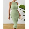 image:imageGORGLITTER Womens Summer Outfits Crochet Halter Midi Dress Birthday Wedding Guest Dress Knit Vacation Going Out SundressOlive Green