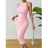 image:imageGORGLITTER Womens Summer Outfits Crochet Halter Midi Dress Birthday Wedding Guest Dress Knit Vacation Going Out SundressPink