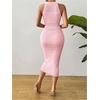 image:imageGORGLITTER Womens Summer Outfits Crochet Halter Midi Dress Birthday Wedding Guest Dress Knit Vacation Going Out SundressPink