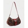 image:imageGORGLITTER Womens Y2k Shoulder Bag Buckle Western Vintage Hobo Pu Leather Handbags with Coin PurseBrown and Red