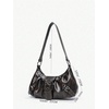 image:imageGORGLITTER Womens Y2k Shoulder Bag Buckle Western Vintage Hobo Pu Leather Handbags with Coin PurseSolid Brown