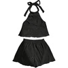 image:imageGORGLITTER 2 Piece Sets for Women Summer Crochet Textured Tie Back Crop Halter Tops and Shorts SetBlack