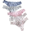 image:imageGORGLITTER Womens 5pack Cute Panties Floral Print Low Rise Frilly Panties Coquette Underwear SetMulticolor