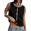 image:imageGORGLITTER Womens Button Up Cropped Sweater Vest Vintage Sleeveless Colorful Knit Cardigan TopsBlack