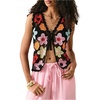 image:imageGORGLITTER Womens Crochet Boho Embroidered Vest Tops Floral Sleeveless Button Up Knit Tank Top Western Cowgirl OutfitsBlack Floral