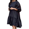 image:imageGORGLITTER Womens Peplum Babydoll Formal Dress Puff Sleeve High Low Ruffle Crewneck Funeral Short Dresses Teacher OutfitsBlack