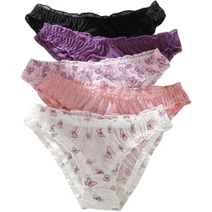 image:imageGORGLITTER Womens 5pack Cute Panties Floral Print Low Rise Frilly Panties Coquette Underwear SetBlack White Pink Purple