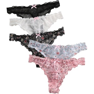 image:imageGORGLITTER Womens 5pack Cute Panties Floral Print Low Rise Frilly Panties Coquette Underwear SetMulticolor Floral
