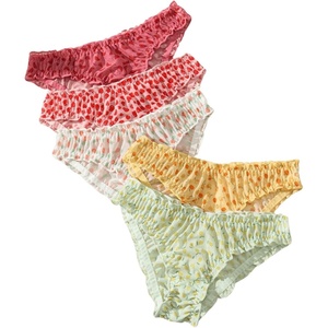 image:imageGORGLITTER Womens 5pack Cute Panties Floral Print Low Rise Frilly Panties Coquette Underwear SetOrange Green Red Pink