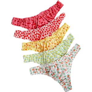 image:imageGORGLITTER Womens 5pack Cute Panties Floral Print Low Rise Frilly Panties Coquette Underwear SetYellow Red Pink Green Beige