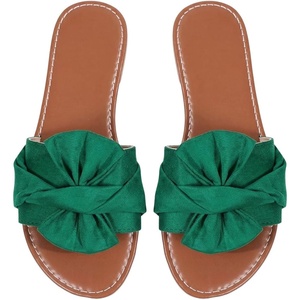image:imageGORGLITTER Womens Bow Cheetah Summer Flat Sandals Leopard Dressy Open Toe Trendy Slide Sandals 2026Green Bow