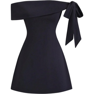 image:imageGORGLITTER Womens Bow Mini Dress Summer Off Shoulder Tea Party Birthday Cocktail Cute Going Out Graduation Sun DressesSolid Black