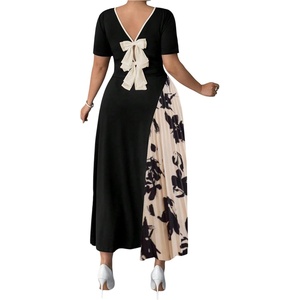 image:imageGORGLITTER Womens Plus Size Pleated Dress Bow Summer Wedding Guest Cocktail Formal Evening Short Sleeve Maxi Sun DressKhaki