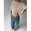 image:imageGORGLITTER Womens Cinched Waist Tops Dolman Sleeve Ruched Crop Tops Trendy Casual Summer Vacation Going Out OutfitsApricot