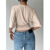 image:imageGORGLITTER Womens Cinched Waist Tops Dolman Sleeve Ruched Crop Tops Trendy Casual Summer Vacation Going Out OutfitsApricot