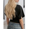image:imageGORGLITTER Womens Cinched Waist Tops Dolman Sleeve Ruched Crop Tops Trendy Casual Summer Vacation Going Out OutfitsBlack