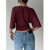 image:imageGORGLITTER Womens Cinched Waist Tops Dolman Sleeve Ruched Crop Tops Trendy Casual Summer Vacation Going Out OutfitsBurgundy